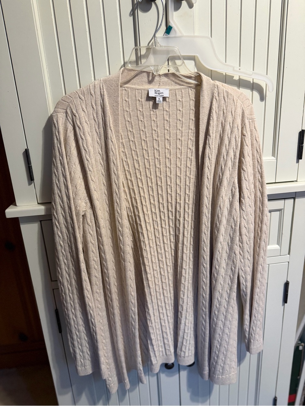 Kim Rogers Cream Cable-Texture Open Cardigan